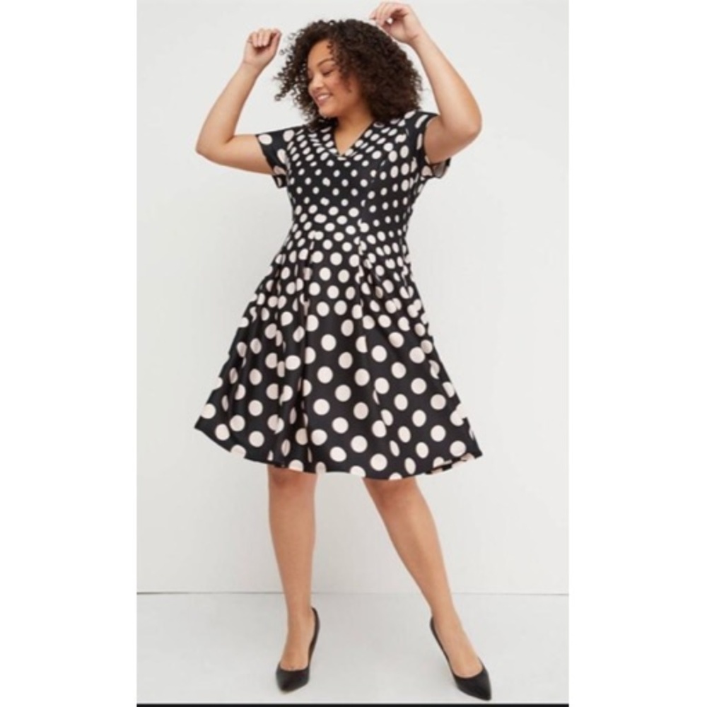 Lane Bryant Polka Dot Scuba F&F Dress [NWOT]
